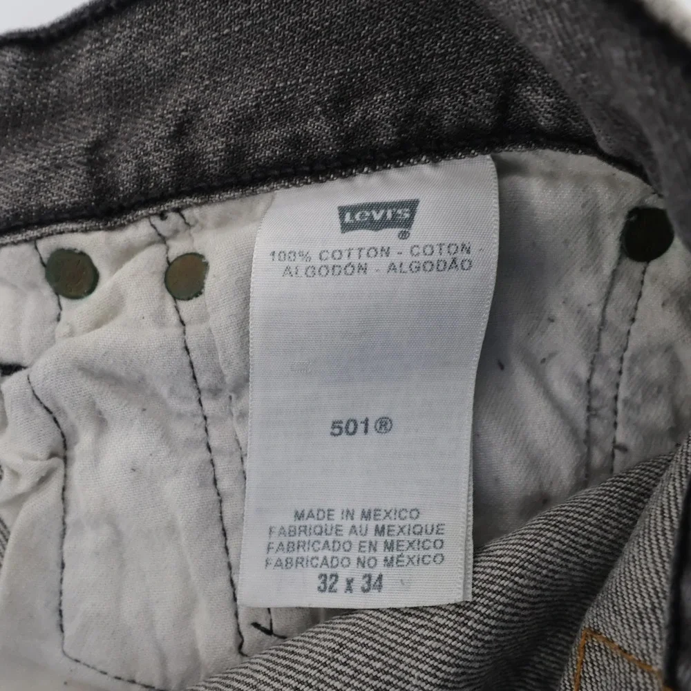Vintage Levi's 501 Original Fit Jeans Grey Button Fly Mens 32x34 (measures 33